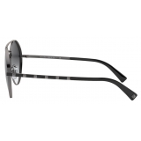 Valentino - Round Metal Frame with Studs Sunglasses - Ruthenium Black - Valentino Eyewear