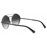 Valentino - Round Metal Frame with Studs Sunglasses - Ruthenium Black - Valentino Eyewear