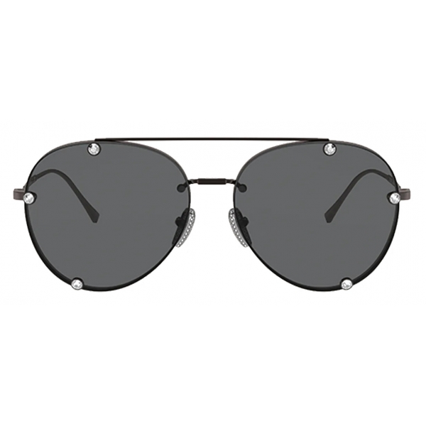 Valentino - Occhiale da Sole Pilot in Metallo con Cristalli - Rutenio Nero - Valentino Eyewear