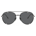 Valentino - Pilot Metal Frame with Crystals Sunglasses - Ruthenium Black - Valentino Eyewear