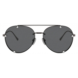 Valentino - Occhiale da Sole Pilot in Metallo con Cristalli - Rutenio Nero - Valentino Eyewear