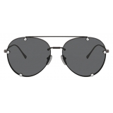 Valentino - Pilot Metal Frame with Crystals Sunglasses - Ruthenium Black - Valentino Eyewear