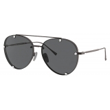 Valentino - Pilot Metal Frame with Crystals Sunglasses - Ruthenium Black - Valentino Eyewear