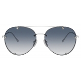 Valentino - Occhiale da Sole Pilot in Metallo con Cristalli - Argento Blu - Valentino Eyewear