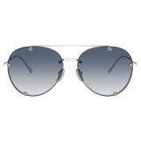 Valentino - Pilot Metal Frame with Crystals Sunglasses - Silver Blue - Valentino Eyewear