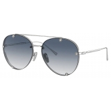 Valentino - Occhiale da Sole Pilot in Metallo con Cristalli - Argento Blu - Valentino Eyewear