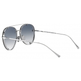 Valentino - Pilot Metal Frame with Crystals Sunglasses - Silver Blue - Valentino Eyewear