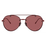 Valentino - Occhiale da Sole Pilot in Metallo con Cristalli - Rosso - Valentino Eyewear