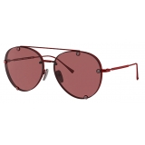 Valentino - Pilot Metal Frame with Crystals Sunglasses - Red - Valentino Eyewear