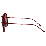 Valentino - Pilot Metal Frame with Crystals Sunglasses - Red - Valentino Eyewear