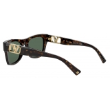 Valentino - Rectangular Acetate Frame with Vlogo Sunglasses - Black - Valentino Eyewear