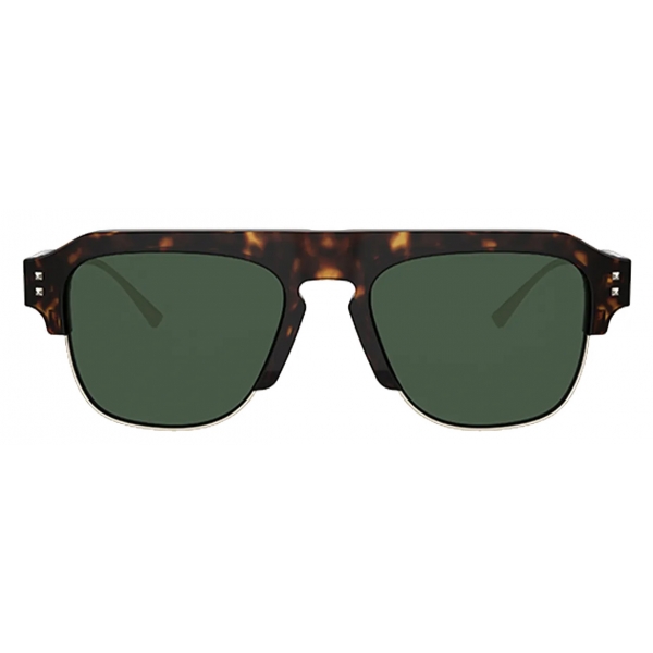 Valentino - Squared Acetate Frame with Vlogo Sunglasses - Havana Green - Valentino Eyewear