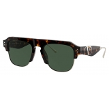 Valentino - Occhiale da Sole Squarata in Acetato con Vlogo - Havana Verde - Valentino Eyewear