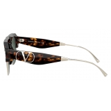 Valentino - Squared Acetate Frame with Vlogo Sunglasses - Havana Green - Valentino Eyewear