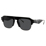 Valentino - Squared Acetate Frame with Vlogo Sunglasses - Black Gray - Valentino Eyewear