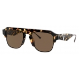 Valentino - Squared Acetate Frame with Vlogo Sunglasses - Havana Brown - Valentino Eyewear