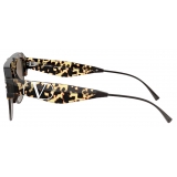 Valentino - Squared Acetate Frame with Vlogo Sunglasses - Havana Brown - Valentino Eyewear