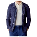 Cruna - Cotton Field Jacket - 566 - Navy - Handmade in Italy - Luxury High Quality Jacket