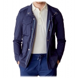 Cruna - Cotton Field Jacket - 566 - Navy - Handmade in Italy - Luxury High Quality Jacket