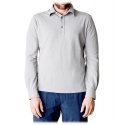 Cruna - Cannes Long Sleeves Polo - 573 - Grey - Handmade in Italy - Luxury High Quality Sweatshirt