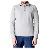 Cruna - Cannes Long Sleeves Polo - 573 - Grey - Handmade in Italy - Luxury High Quality Jacket