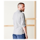 Cruna - Cannes Long Sleeves Polo - 573 - Grey - Handmade in Italy - Luxury High Quality Jacket