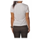 Elisabetta Franchi - Short Sleeve Round Neck T-Shirt - Chalk - T-Shirt - Made in Italy - Luxury Exclusive Collection