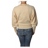 Elisabetta Franchi - Short Long Sleeve Sweater - Butter - Sweater - Made in Italy - Luxury Exclusive Collection