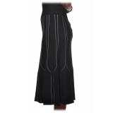 Elisabetta Franchi - High Skirt Elastic Waistband - Black Butter - Skirt - Made in Italy - Luxury Exclusive Collection