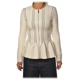 Elisabetta Franchi - Long Sleeve Screwed - Butter Black - Jacket - Made in Italy - Luxury Exclusive Collection