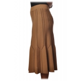 Elisabetta Franchi - High Skirt Elastic Waistband - Mou Black - Skirt - Made in Italy - Luxury Exclusive Collection
