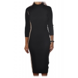 Elisabetta Franchi - High-Neck Sheath Dress - Black - Dress - Made in Italy - Luxury Exclusive Collection