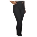 Elisabetta Franchi - High-Waisted Five Pocket - Black - Trousers - Made in Italy - Luxury Exclusive Collection