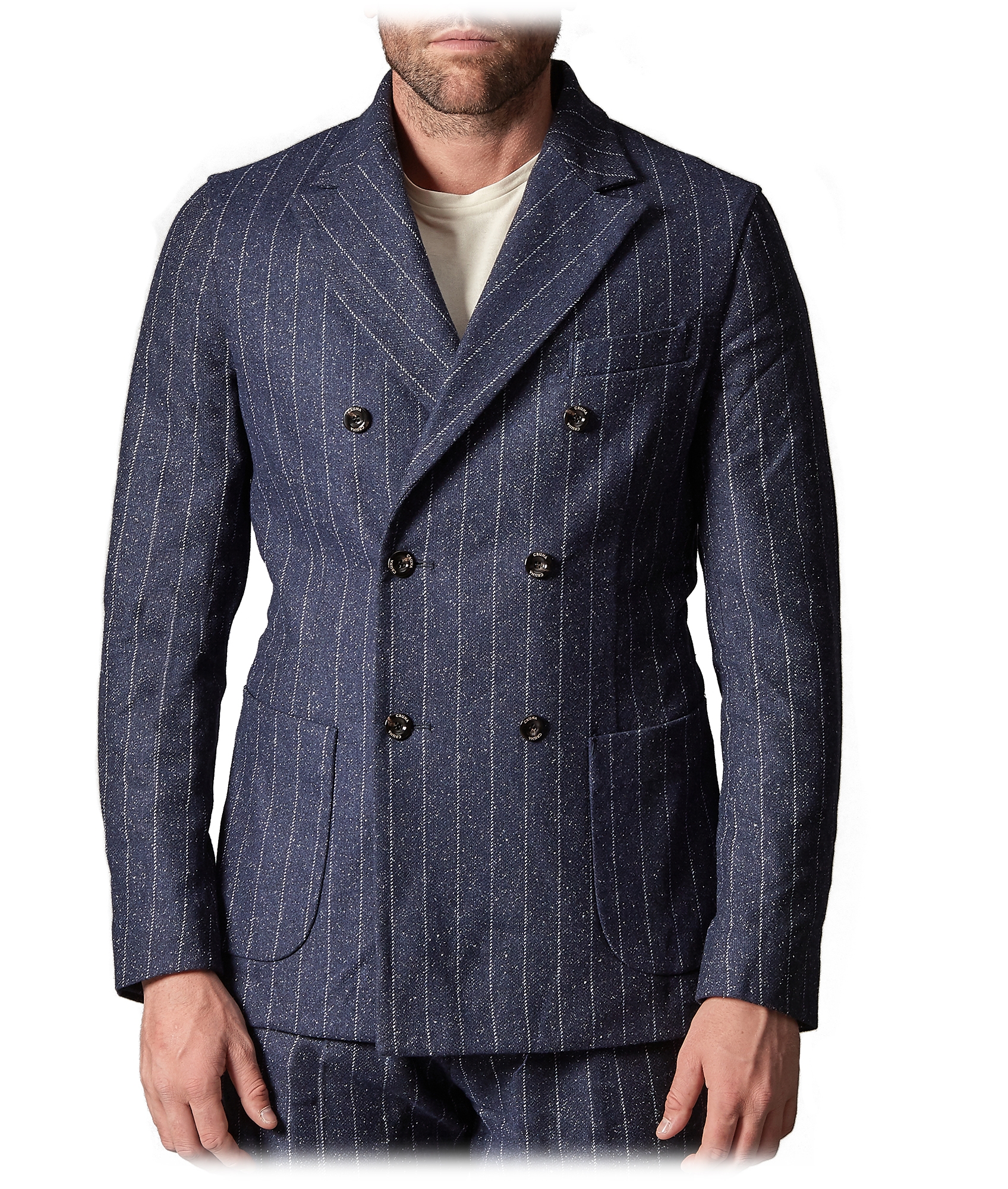 Slim Fit Pinstripe Jacquard Bomber Jacket