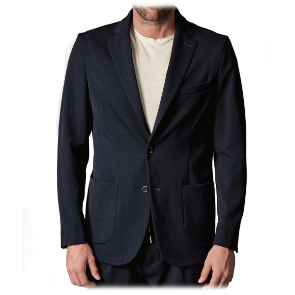 Cruna - Technical Wool Chelsea Jacket - 648 - Night Blue - Handmade in ...