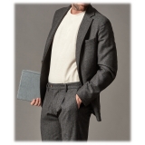 Cruna - Chelsea Jacket in Herringbone Wool - 478 - Grey - Handmade in Italy - Luxury High Quality Jacket