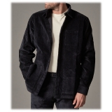 Cruna - Monti Over Shirt in Jumbo Cotton Corduroy - 611 - Night Blue - Handmade in Italy - Luxury High Quality Jacket