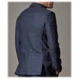 Cruna - Chelsea Jacket in Herringbone Wool - 478 - Royal Blue - Handmade in Italy - Luxury High Quality Jacket