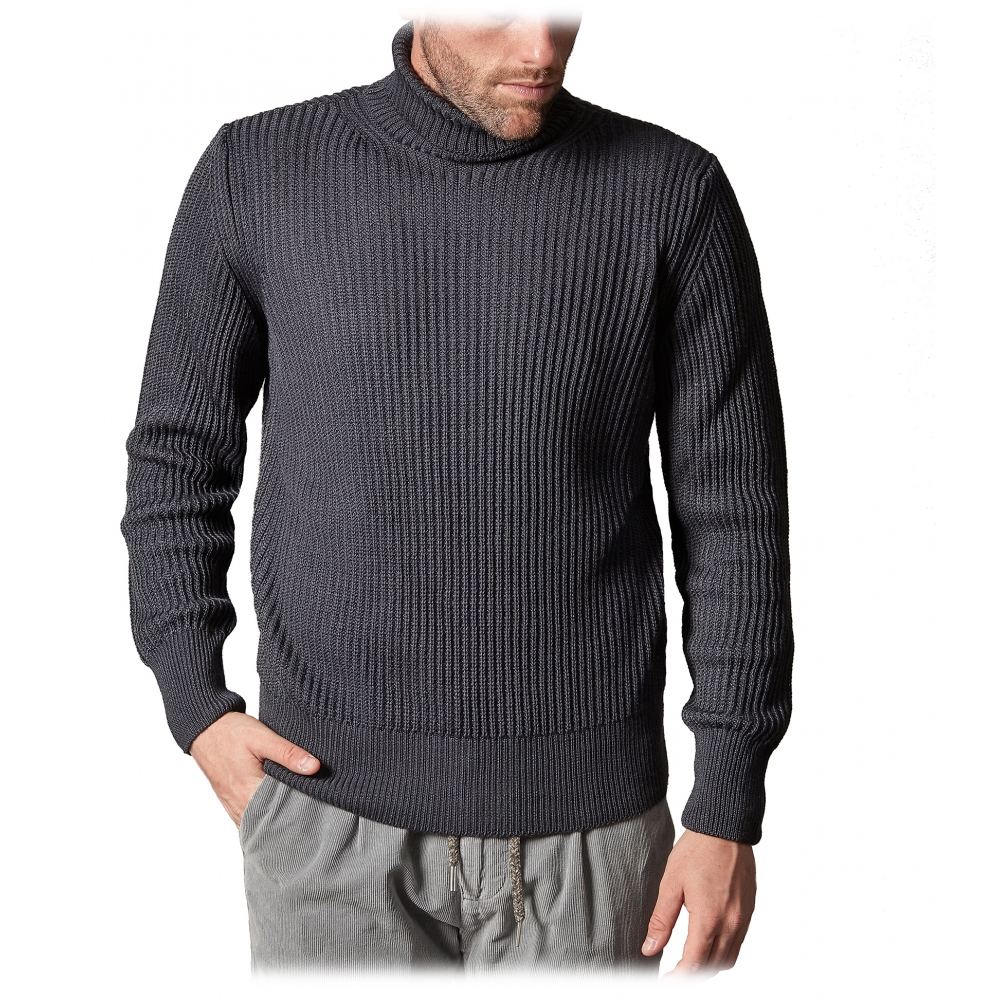Cruna - Rollneck Sweater in Wool - 657 - Ardesia - Handmade in Italy ...
