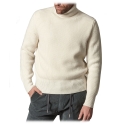 Cruna - Rollneck Sweater in Wool - 657 - Butter White - Handmade in Italy - Luxury High Quality Sweater