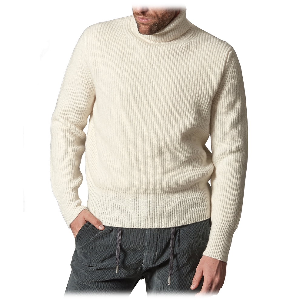 Cruna - Rollneck Sweater in Wool - 657 - Butter White - Handmade in ...
