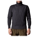 Cruna - Rollneck Sweater in Wool - 657 - Night Blue - Handmade in Italy - Luxury High Quality Sweater