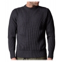 Cruna - Crewneck Sweater in Wool - 657 - Night Blue - Handmade in Italy - Luxury High Quality Sweater