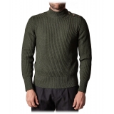 Cruna - Volcano Sweater in Wool - 498 - Forest Green - Handmade in Italy - Luxury High Quality Sweater