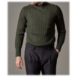 Cruna - Volcano Sweater in Wool - 498 - Forest Green - Handmade in Italy - Luxury High Quality Sweater