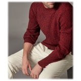 Cruna - Crewneck Sweater in Wool - 499 - Red - Handmade in Italy - Luxury High Quality Sweater
