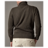 Cruna - Rollneck Sweater in Wool - 657 - Forest Green - Handmade in Italy - Luxury High Quality Sweater