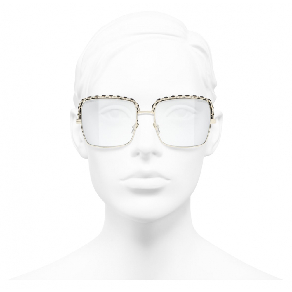 Chanel - Square Sunglasses - Silver Transparent - Chanel Eyewear