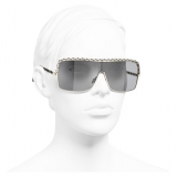 Chanel - Occhiali da Sole a Maschera - Grigio Chiaro - Chanel Eyewear