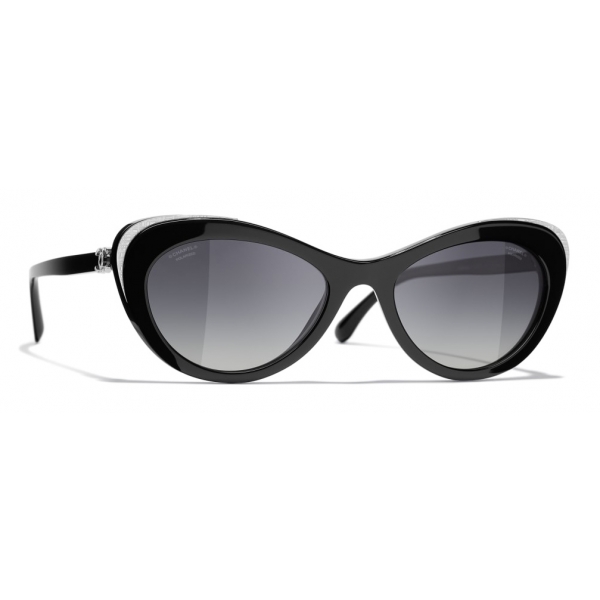 Chanel - Cat Eye Sunglasses - Black Silver Gray - Chanel Eyewear
